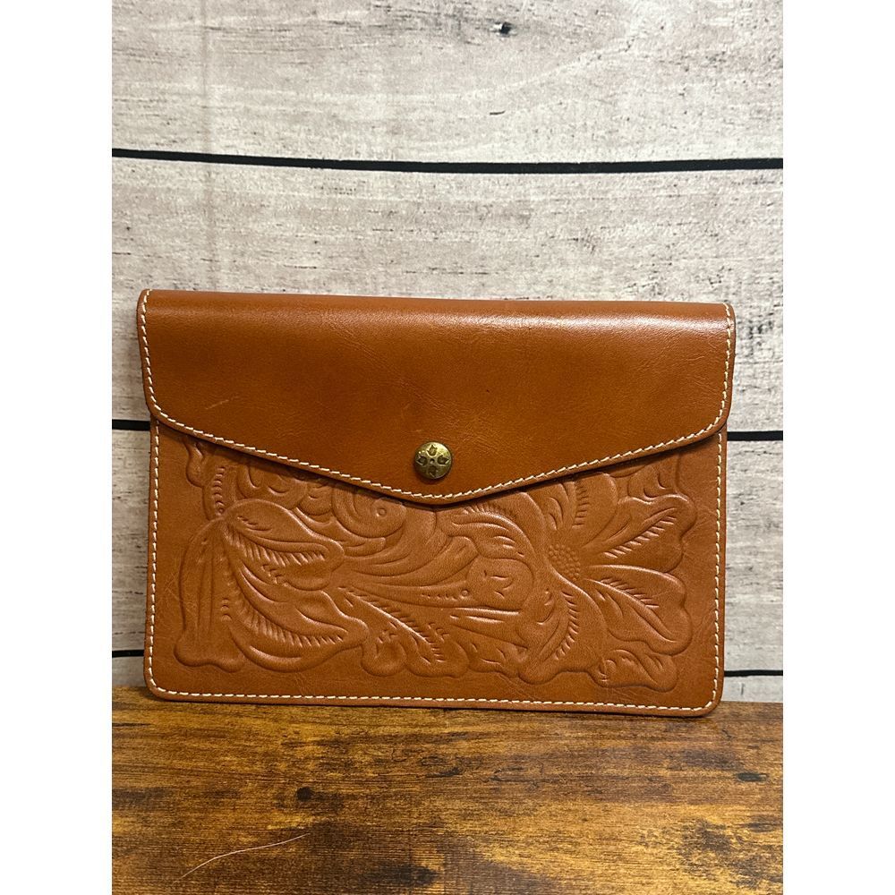 Patricia Nash, Italian Leather Envelope Clutch‎ Floral Embossed